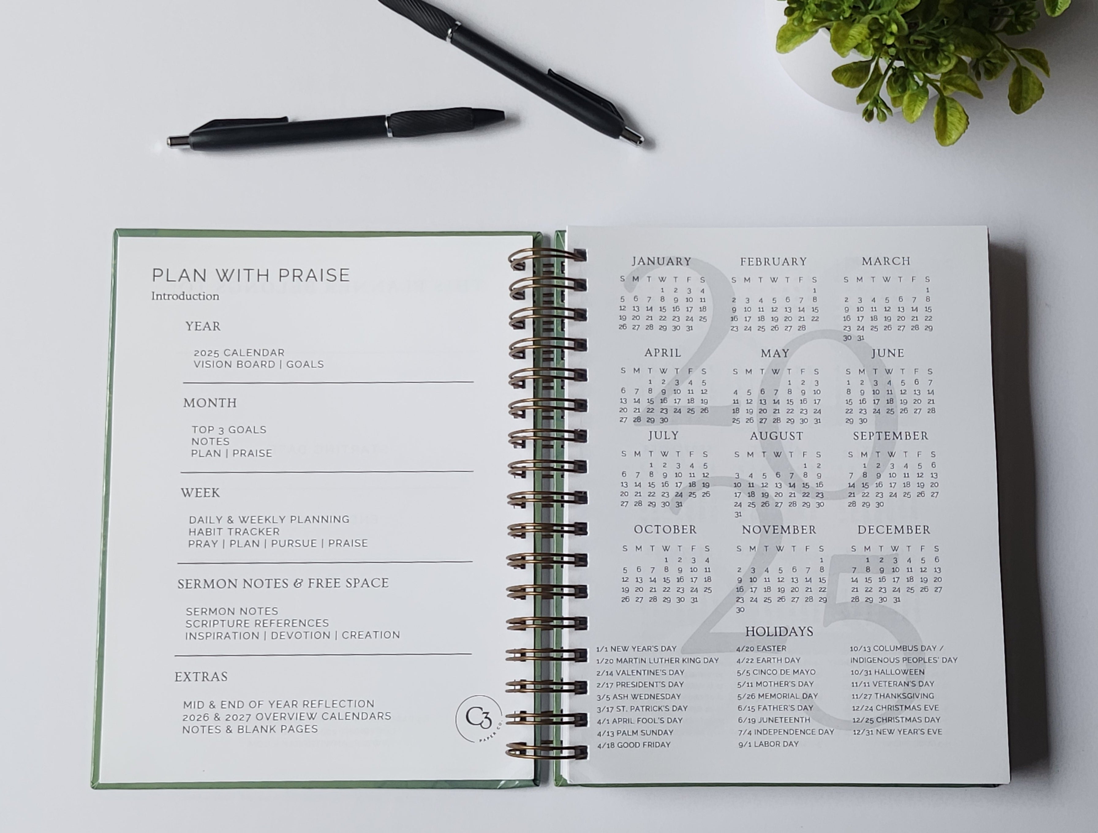 Undated 12-Month Planner - Black